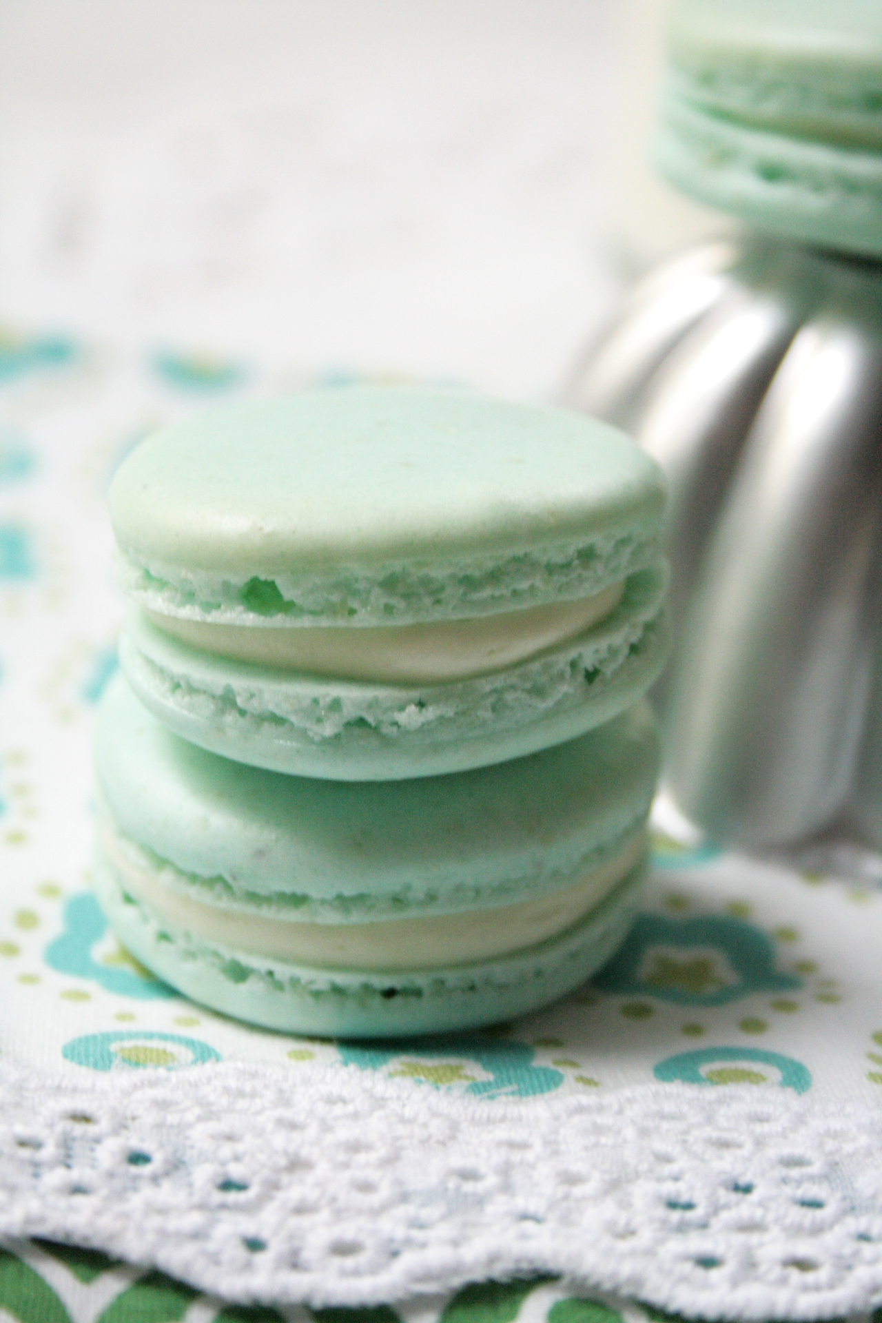 Perfect French Macarons in Pastel Blue with Milk Filling